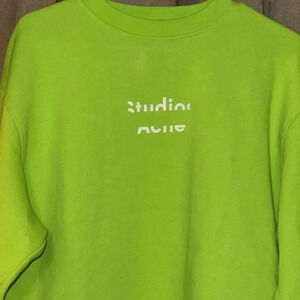 ACNE STUDIOS Auth LUX Nash Face Paint Neon Green Pullover Sweatshirt LS XS